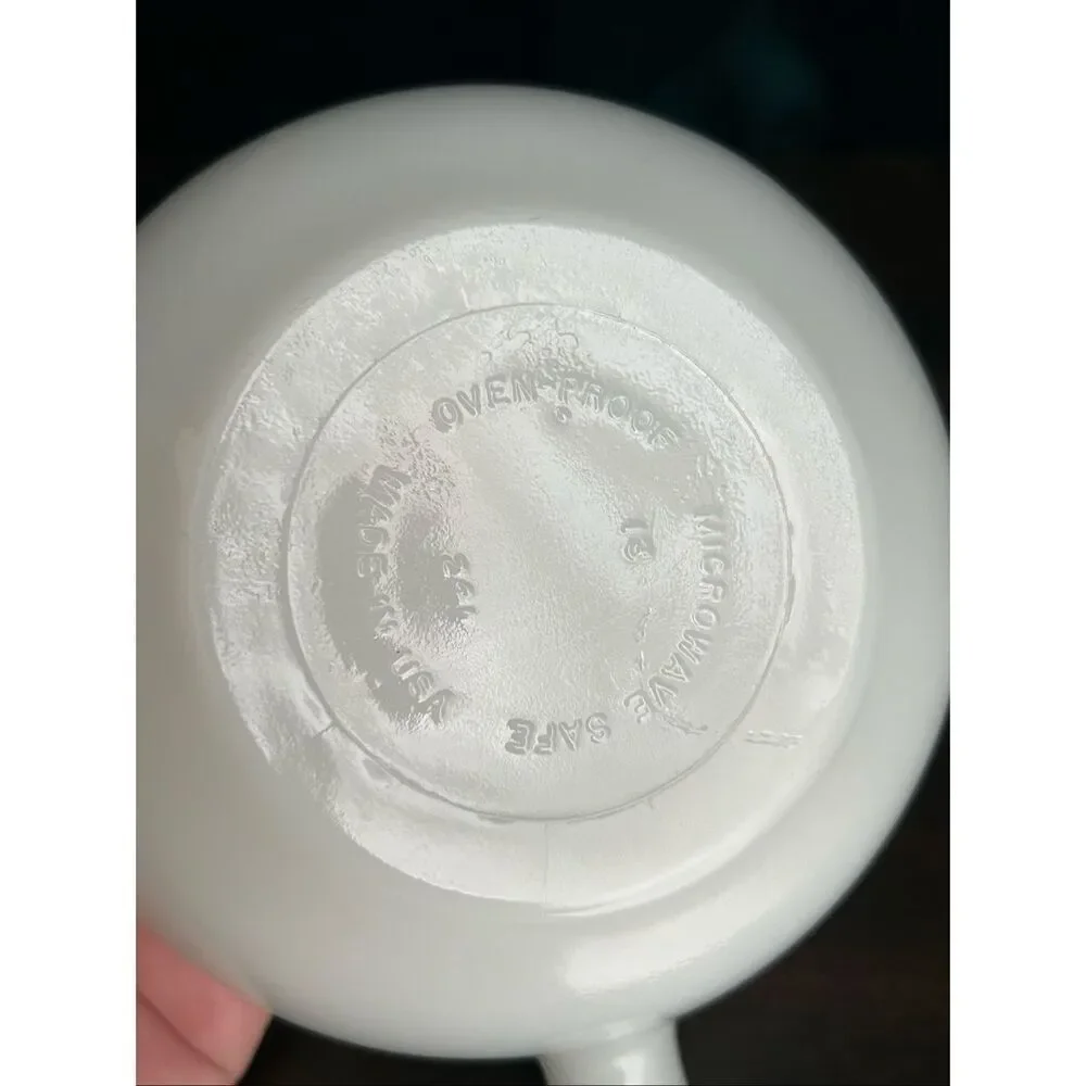 Oven-Proof White Milk Glass Handled Chili Soup Cereal Bowl